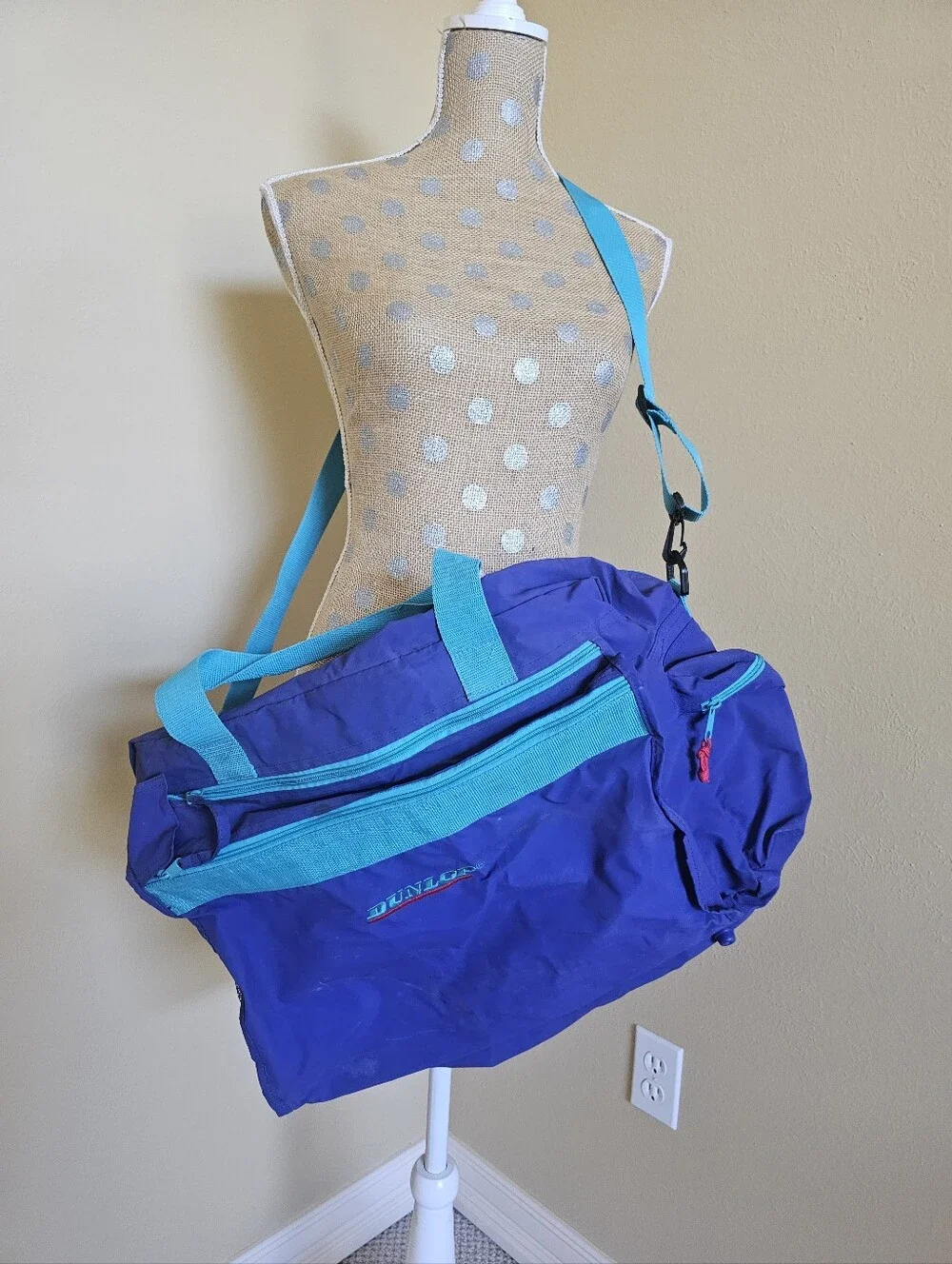 Dunlop Vintage 90s Duffel Bag Teal Turquoise Purple
